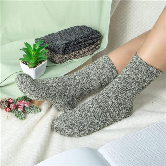 5 Pairs Wool Socks for Women Stocking Stuffers Gifts Winter Warm Hiking - Picture 6 of 6